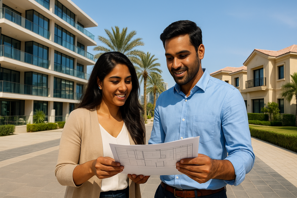 Indian expats choosing between rental apartments and villas in Dubai housing communities.