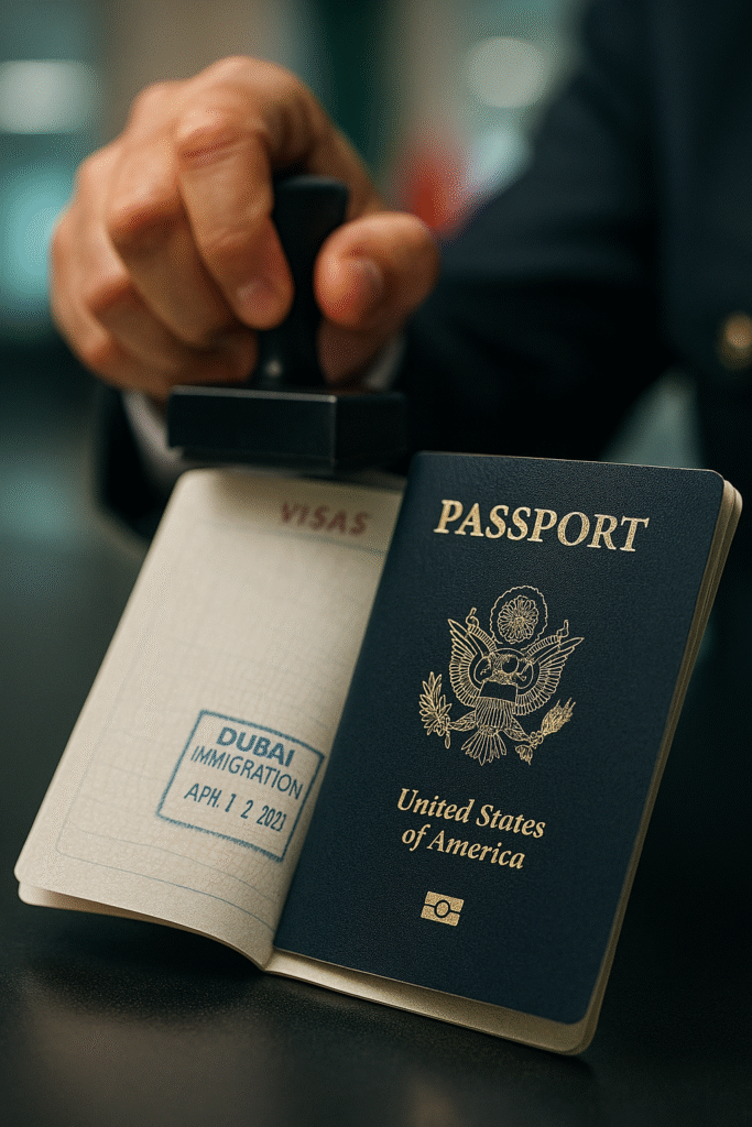 UAE residency visa being stamped for relocating to Dubai as an expat